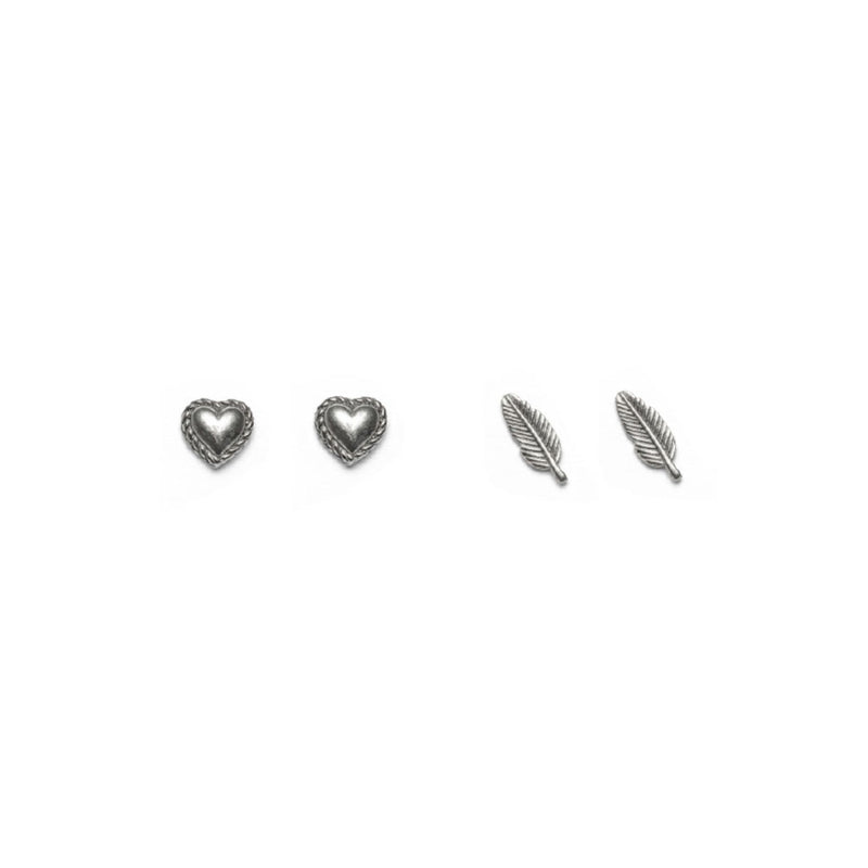 Silver Plated Set heart and feather