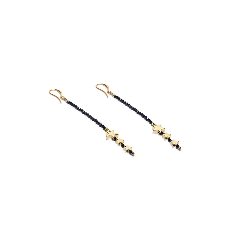 Onyx Earrings - gold plated stars