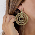 Nickel Earrings 3 circles gold plated