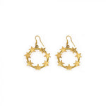 Nickel Earrings circle with stars gold plated